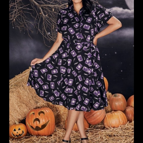 COLLECTIF X MODCLOTH MARY GRACE TAROT DECK SWING DRESS 2 - Picture 1 of 8